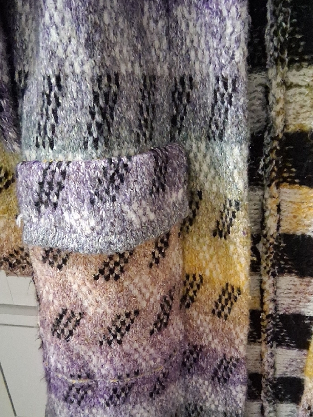 Pilcro Multi-Striped Open Front Cardigan in Purple, Yellow, Green and Cream - Picture 5 of 6